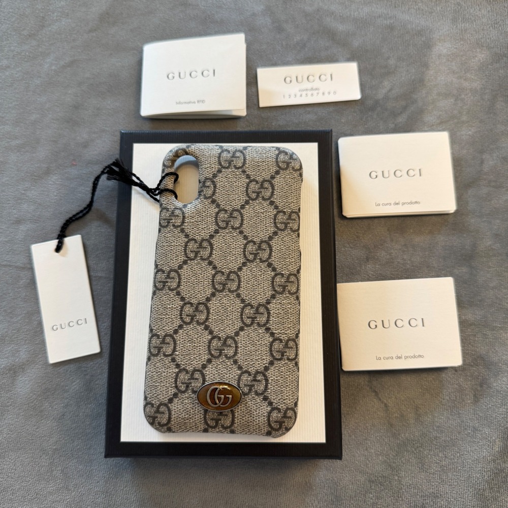 Gucci iPhone X XS Case Brown GG Supreme Canvas Ophidia Logo Luxury Accessory